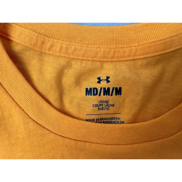 Under Armour Size M Mens T Shirt Short Sleeve Gold Yellow - Picture 3 of 3